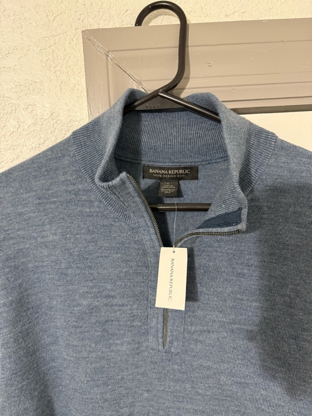 Banana Republic Men's Slate Blue Quarter-Zip Sweater
